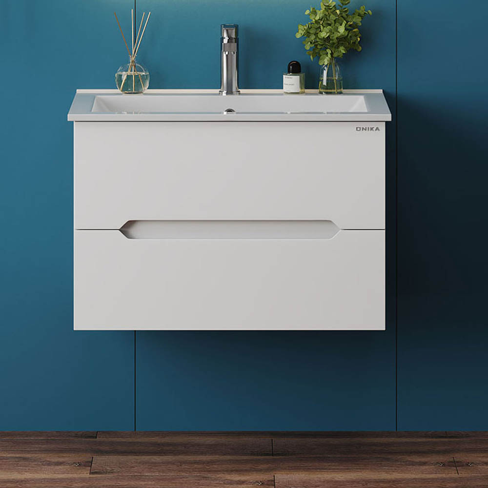 Тумба под раковину Оника Айленд 70, подвесная, цвет белый