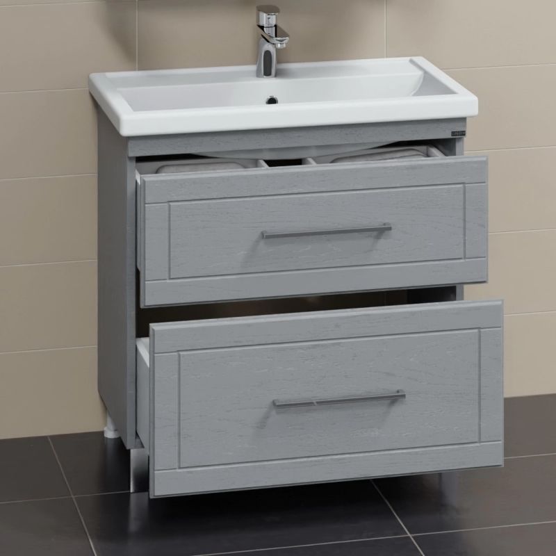 Тумба под раковину Санта Венера 80 напольная, цвет дуб серый - фото 1