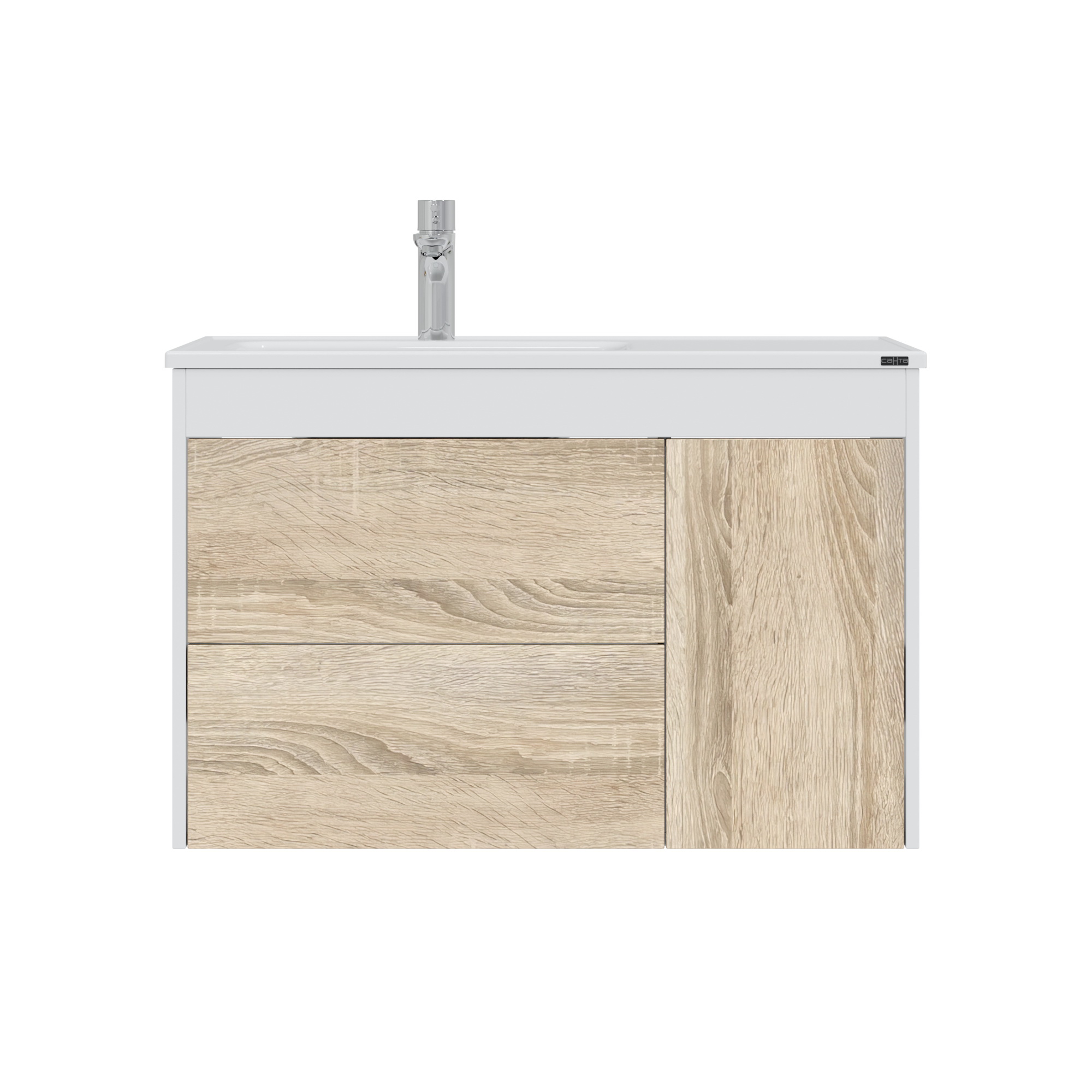 Тумба под раковину Санта Меркурий 90, цвет белый / янтарное дерево - фото 1