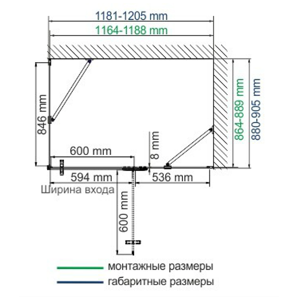 Душевой уголок WasserKRAFT Aller Black WasserSchutz 10H07RB 120x90 правый, стекло прозрачное, профиль серебристый