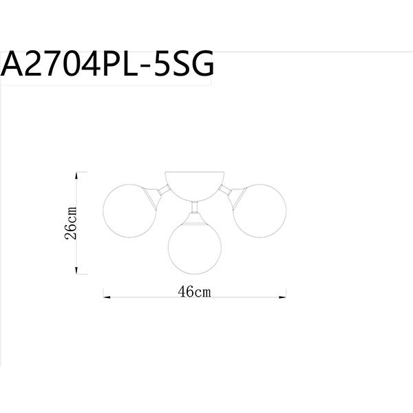 Потолочная люстра Arte Lamp Fobos A2704PL-5SG, арматура золото, плафоны стекло белое, 46х46 см