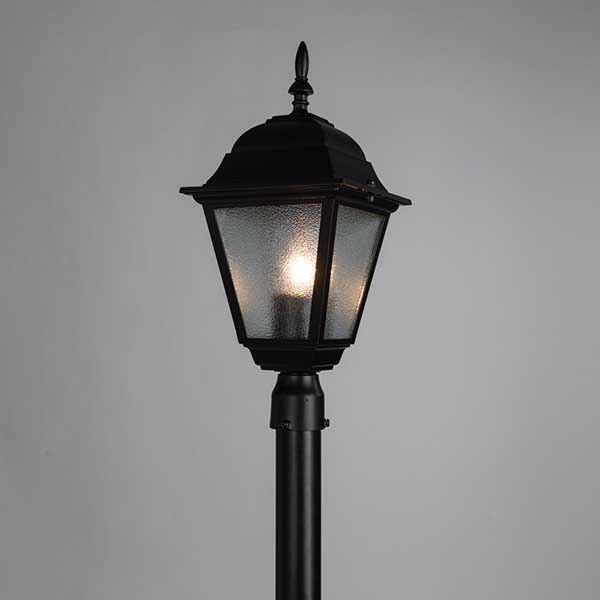 Наземный светильник Arte Lamp Bremen A1016PA-1BK, арматура черная, плафон стекло прозрачное, 15х15 см - фото 1