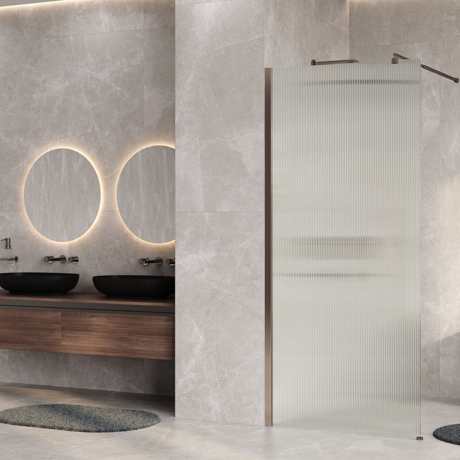 Душевая перегородка WasserKRAFT Rur 30W44-FL 100x200, стекло рифленое, профиль графит