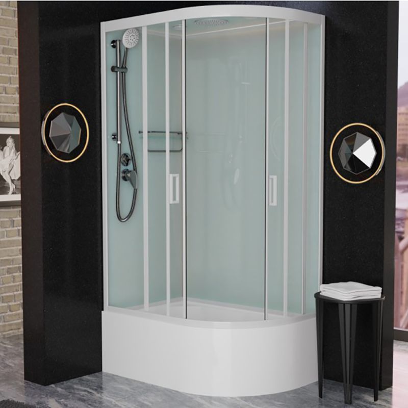 Душевая кабина Frank F412/2 L White 120x80, левая, с полотенцедержателем, стекло прозрачное, профиль белый
