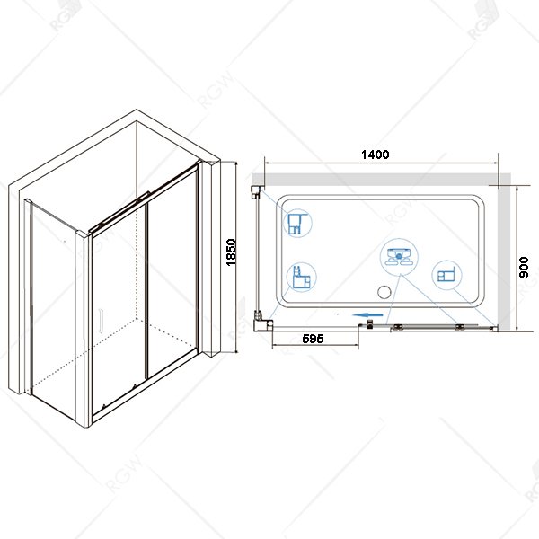 Душевой уголок RGW Classic CL-48B 140х90, стекло прозрачное, профиль черный - фото 1