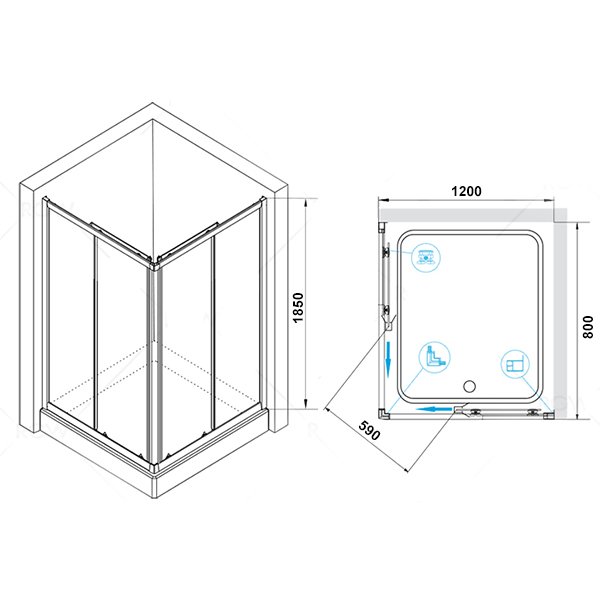 Душевой уголок RGW Classic CL-42 120х80, стекло прозрачное, профиль хром - фото 1