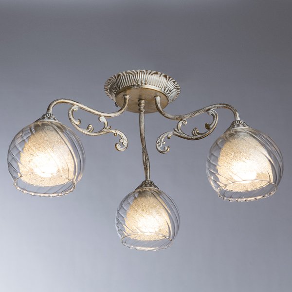 Потолочная люстра Arte Lamp Charlotte A7062PL-3WG, арматура белая / золото, плафоны стекло прозрачное, 53х53 см - фото 1