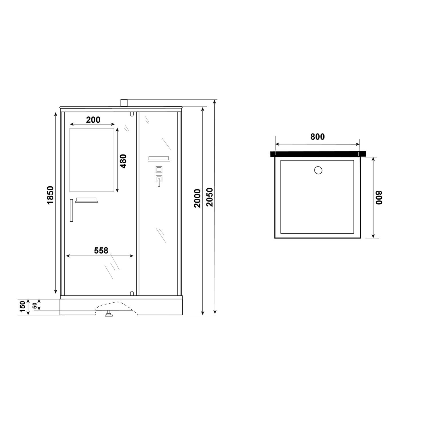 Душевая кабина Niagara Standart ST80/15Q/BL/BK 80х80, стекло прозрачное, профиль черный матовый, без крыши - фото 1