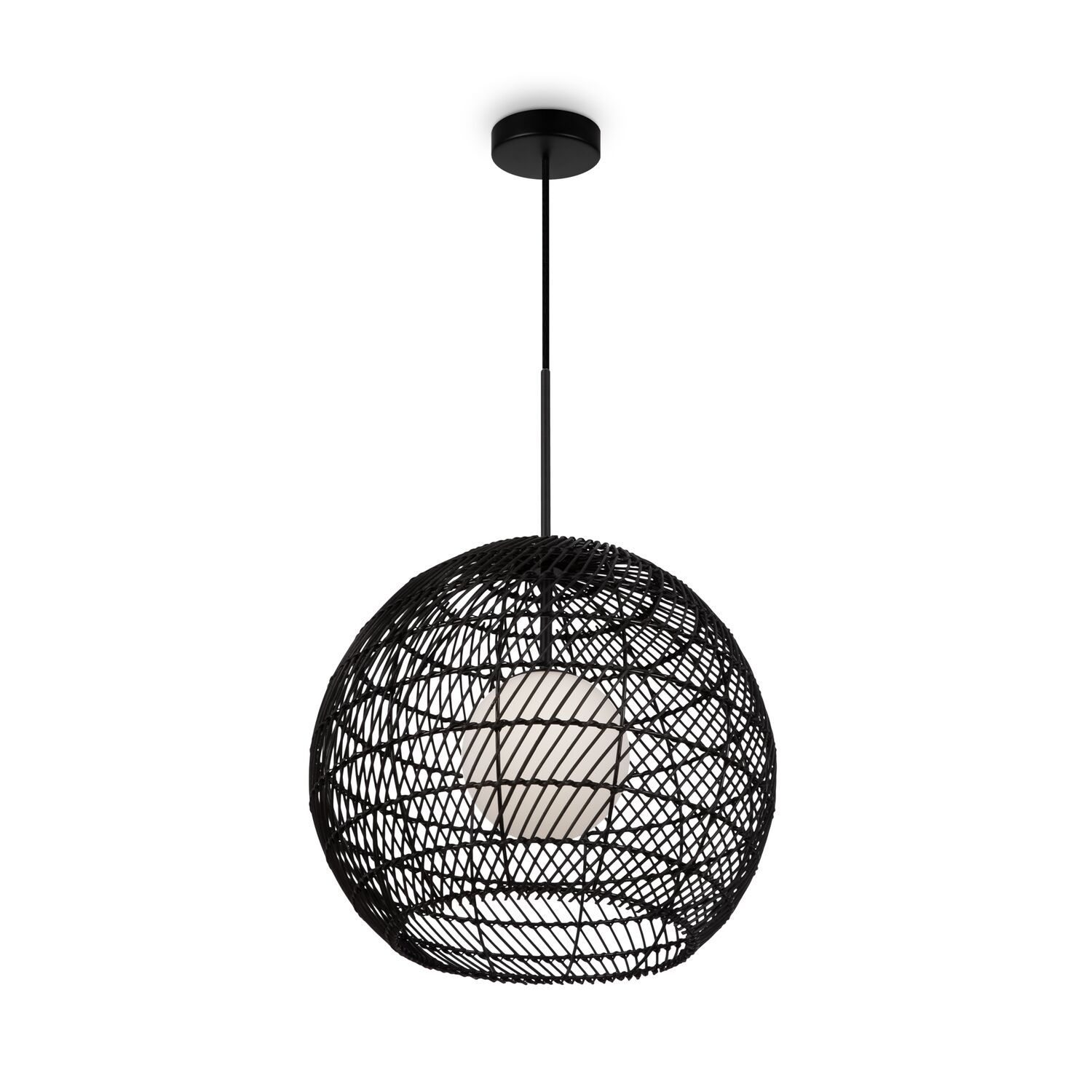 Подвесной светильник Maytoni Cane MOD204PL-01B, арматура черная, профиль ротанг черный