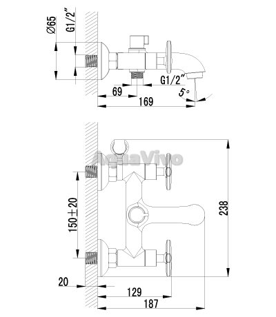 Смеситель Lemark Plus Spirit LM1912C для ванны - фото 1