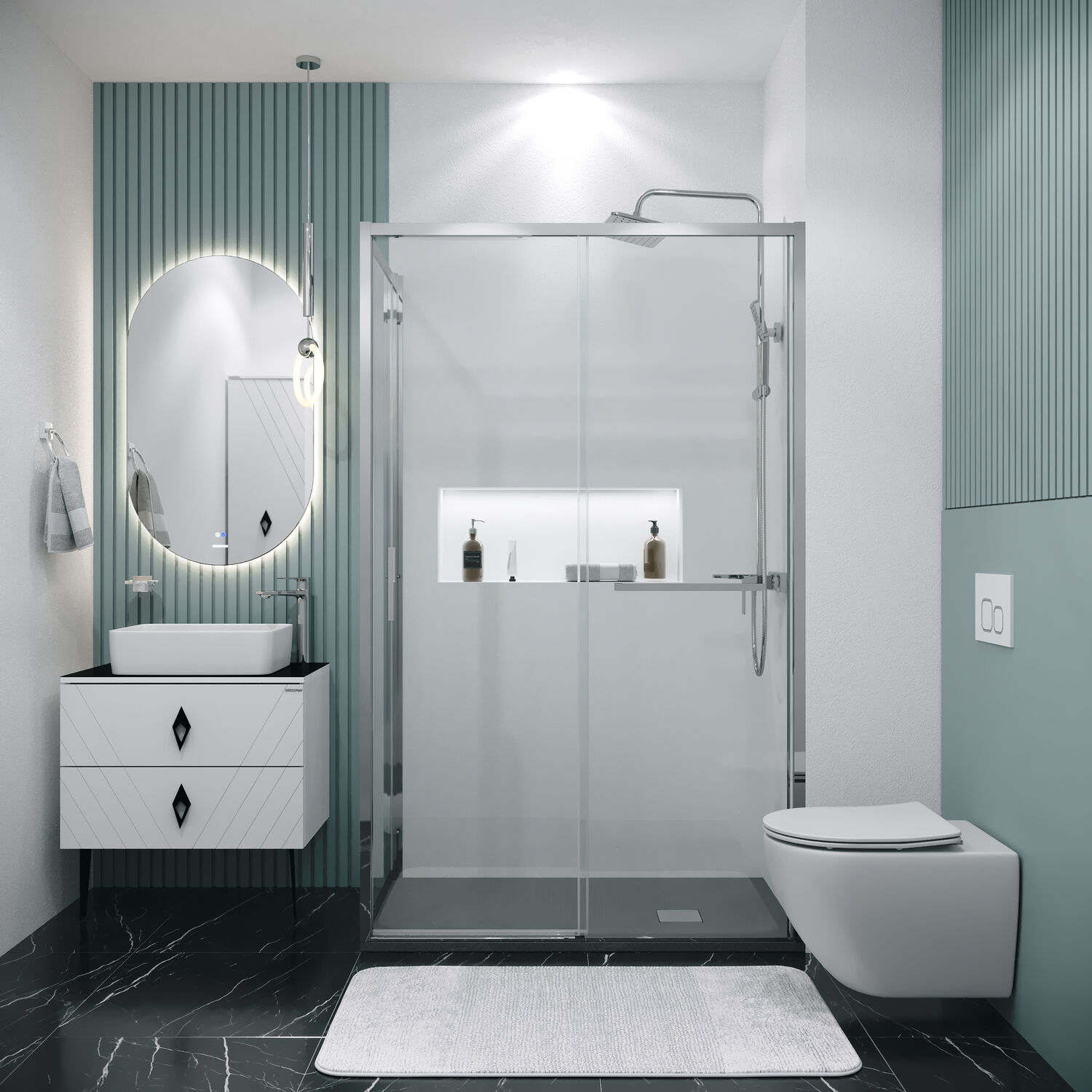 Душевой уголок Grossman Style 100х80, стекло прозрачное, профиль хром