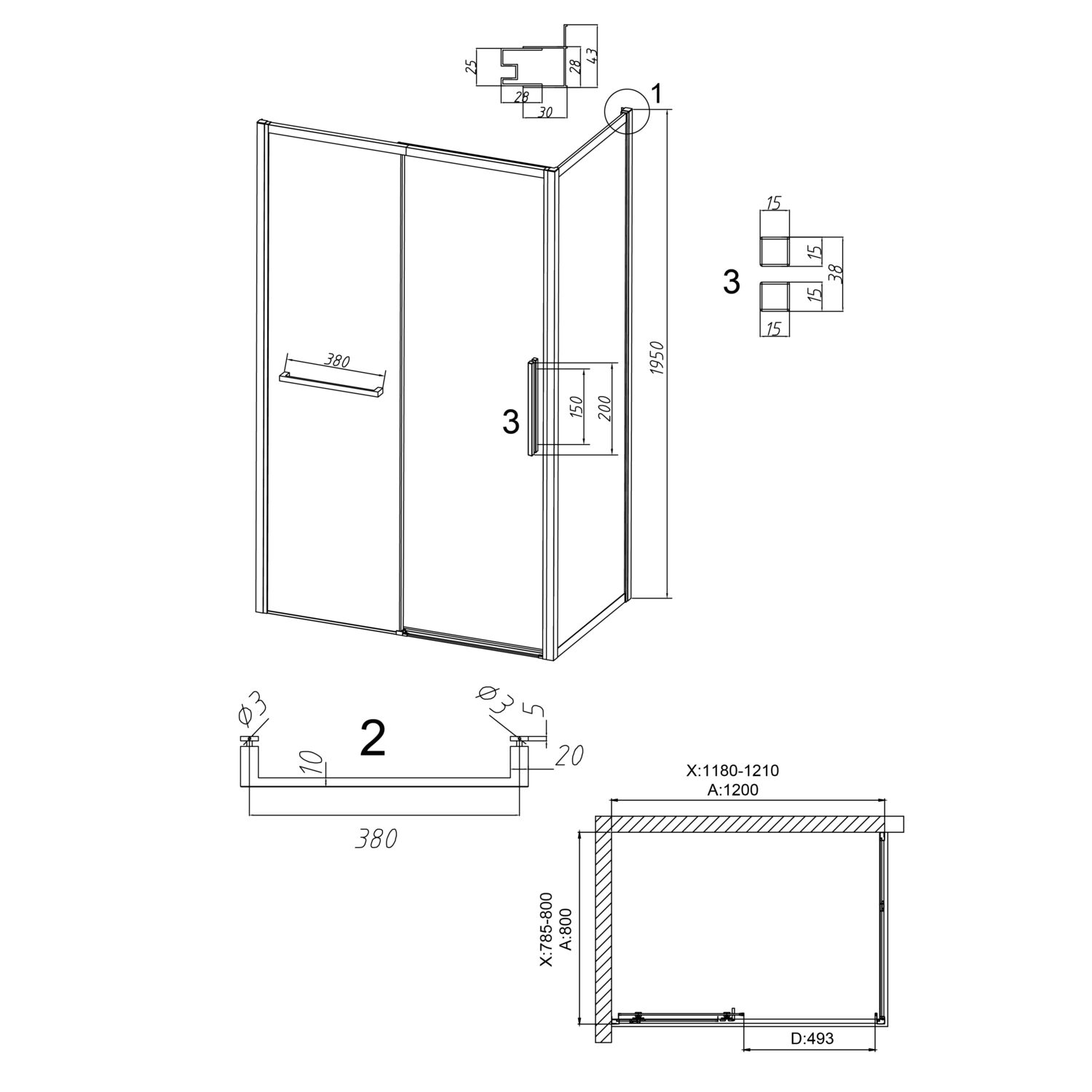 Душевой уголок Grossman Style 120х80, левый, стекло шиншилла, профиль черный матовый - фото 1