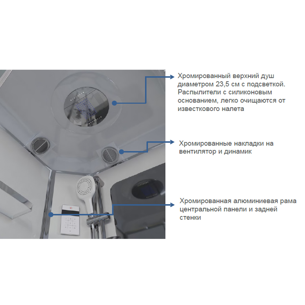 Душевая кабина Niagara Ultra NG-310-01L 120х80, левая, стекло прозрачное с матовой полосой, профиль хром, с крышей, с гидромассажем, с пультом управления - фото 1