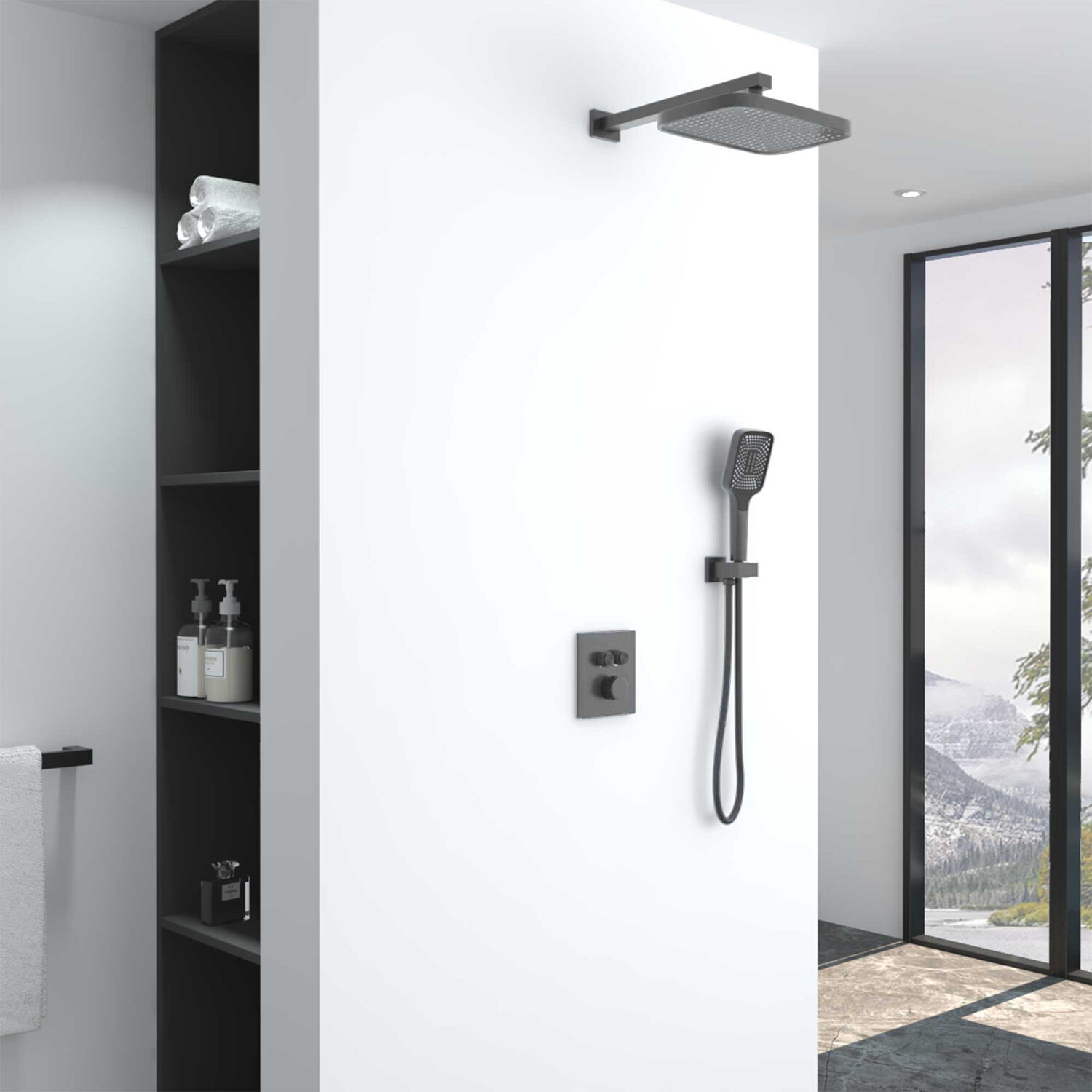 Душевой комплект Vincea VSFW-321MT1GM, встраиваемый, цвет вороненая сталь - фото 1