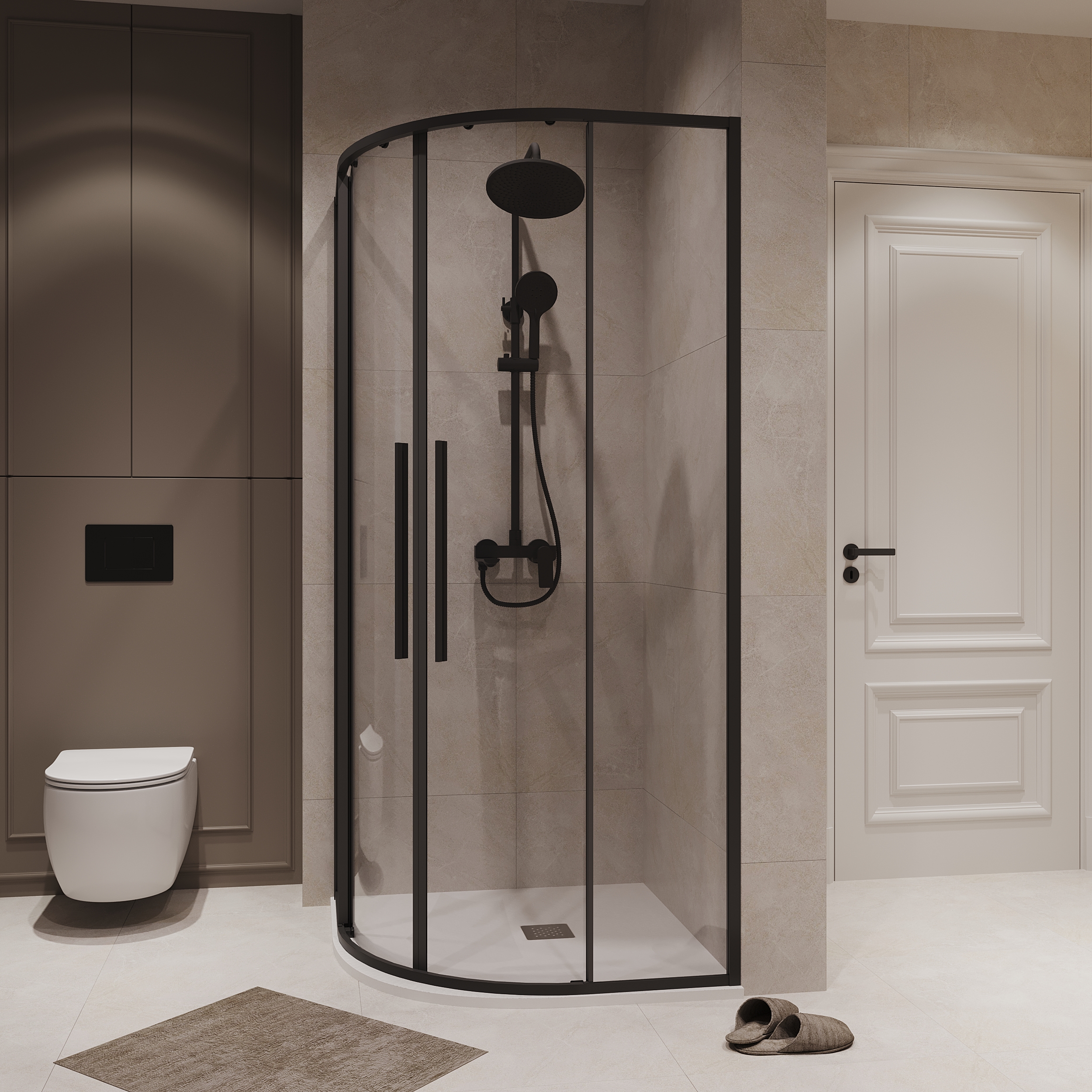 Душевой уголок Niagara Nova NG-6825-34 Black 80x80, стекло прозрачное, профиль черный матовый - фото 1