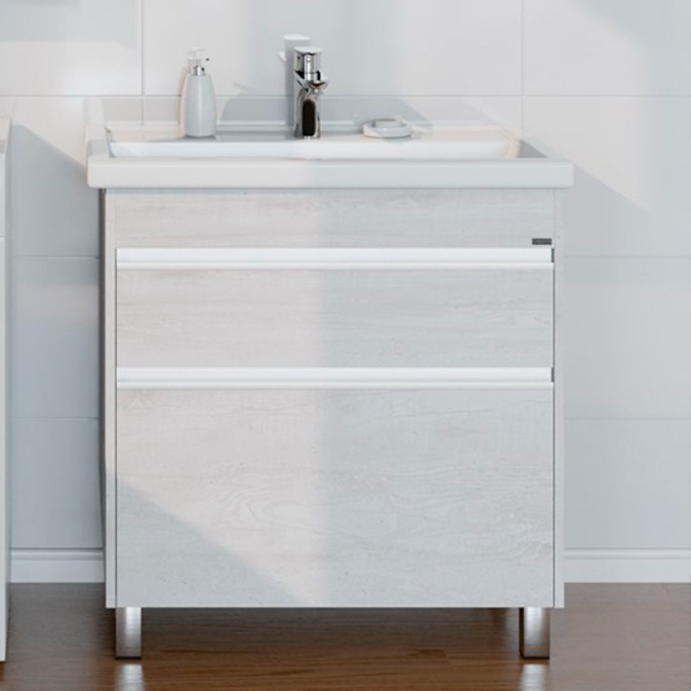 Тумба под раковину Санта Уран 80 напольная, цвет беленое дерево