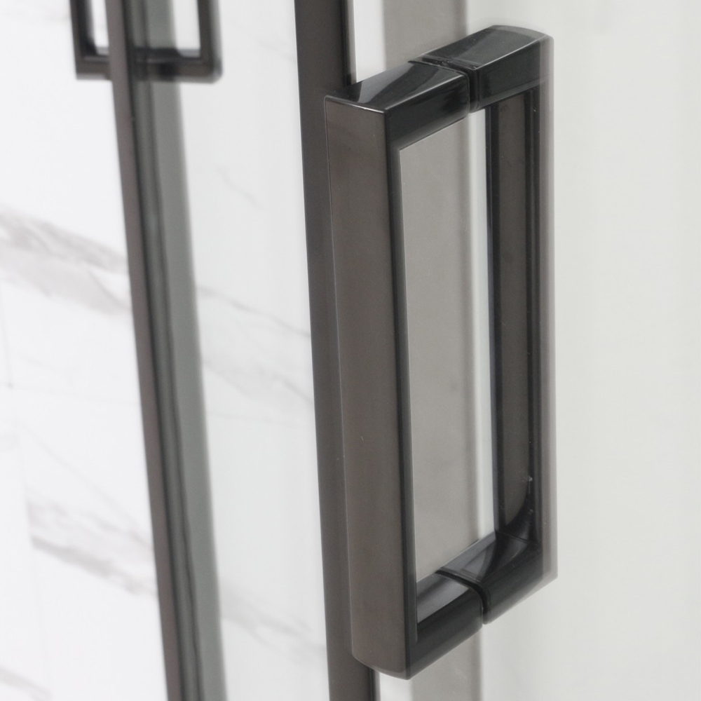 Душевая кабина Frank F409/1 Black 90x90, с полотенцедержателем, стекло прозрачное, профиль черный