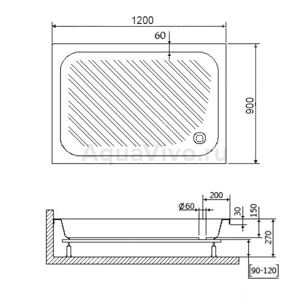 Поддон для душа RGW Acryl B/CL-S 120x90, акриловый, цвет белый - фото 1