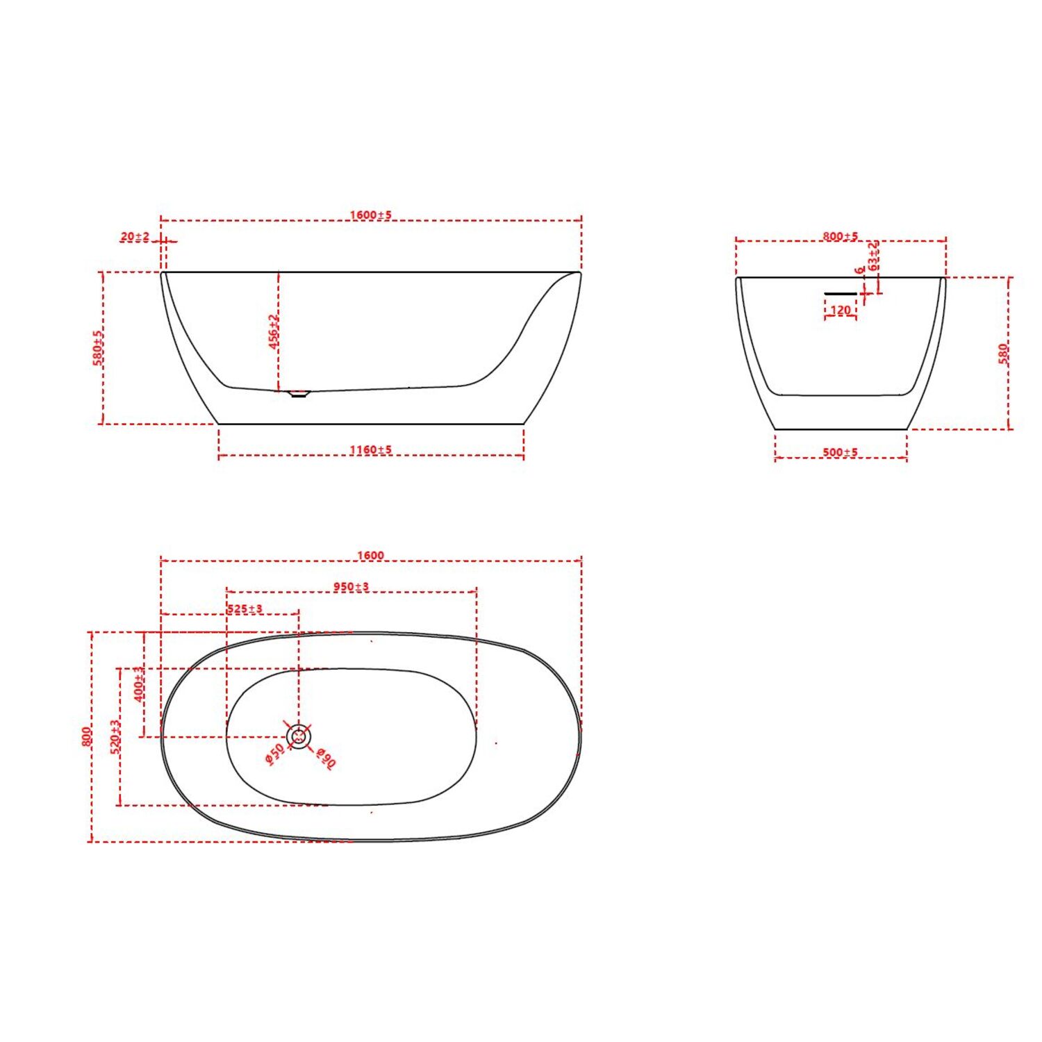 Ванна Vincea VBT-601-1600 160x80 акриловая, цвет белый - фото 1