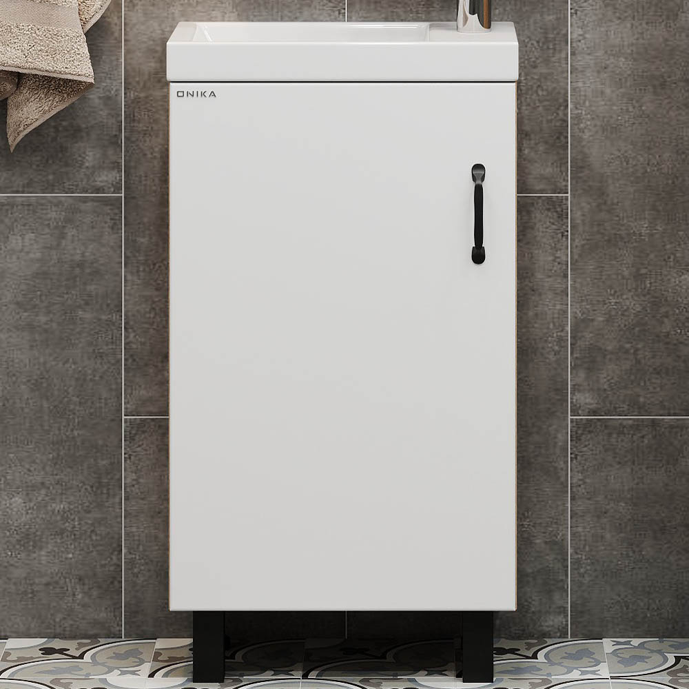 Тумба под раковину Тимбер 45, напольная, цвет белый матовый / дуб сонома