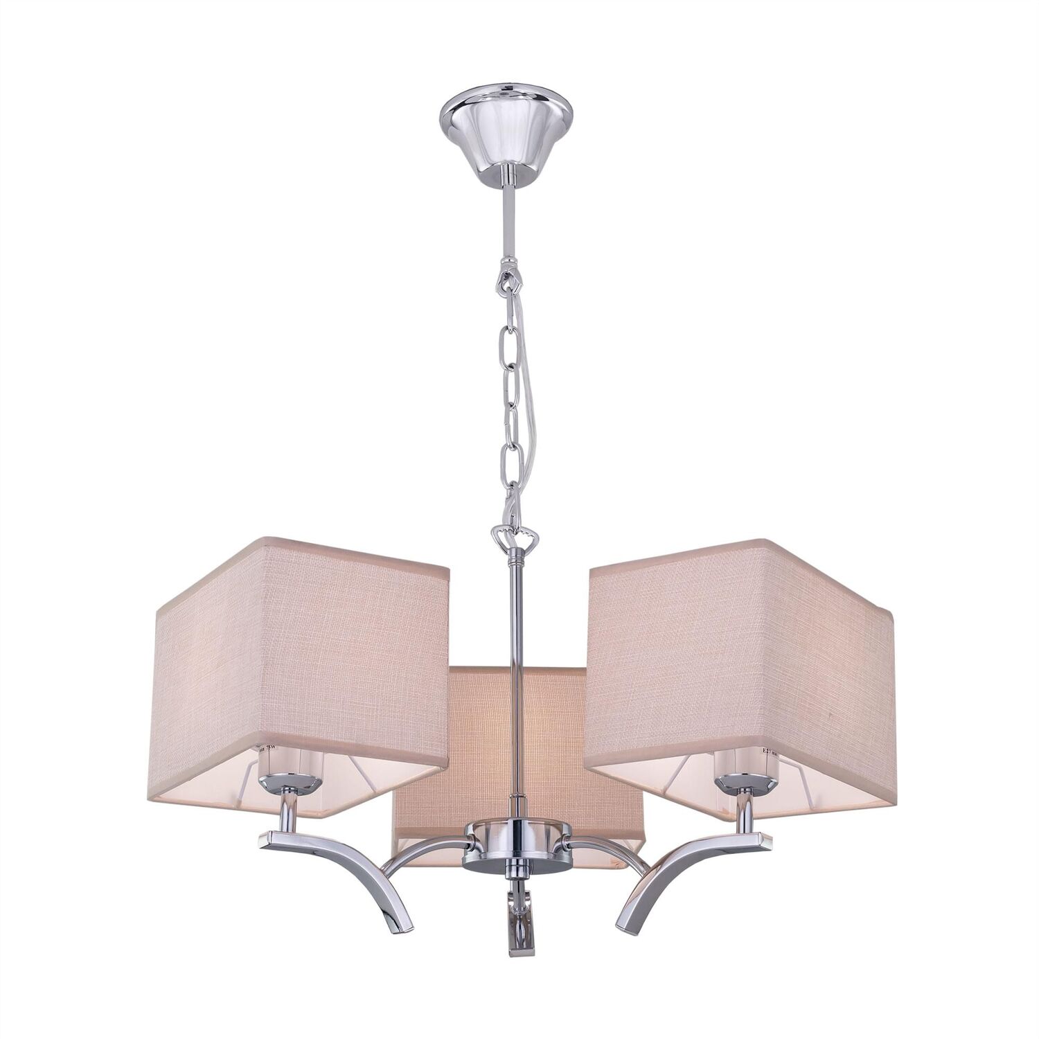 Подвесная люстра Citilux Эвора Квадро CL460231, арматура хром, плафоны текстиль бежевый