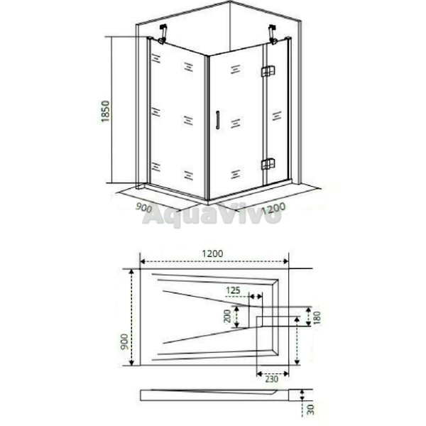 Душевой уголок Good Door Saturn WTW+SP-C-CH-L 120x90, стекло прозрачное, профиль хром, левый - фото 1