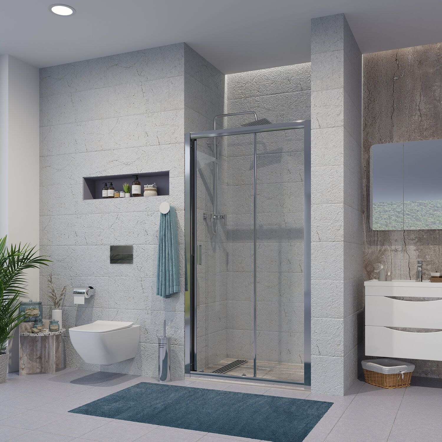 Душевая дверь Niagara Nova NG-62-10A 100х195, стекло прозрачное, профиль хром