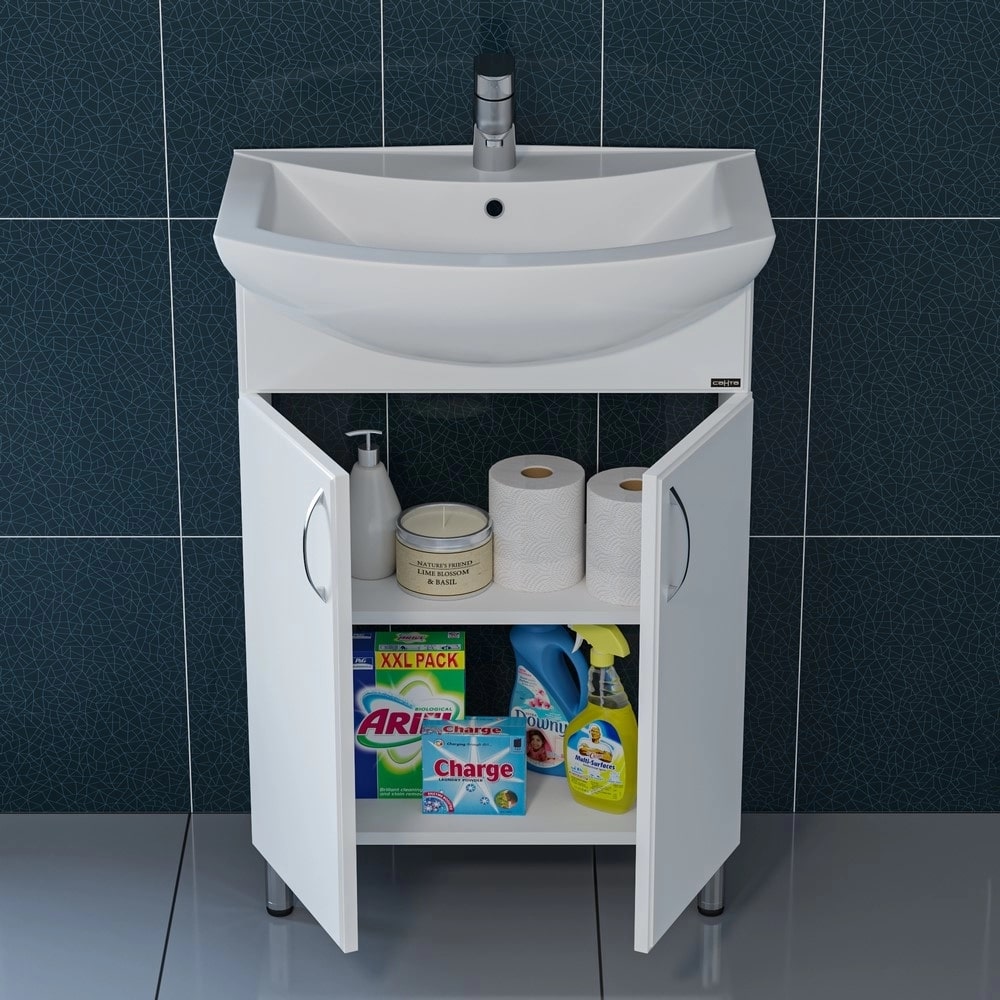 Тумба под раковину Санта Грация 60 напольная, с дверцами, цвет белый - фото 1