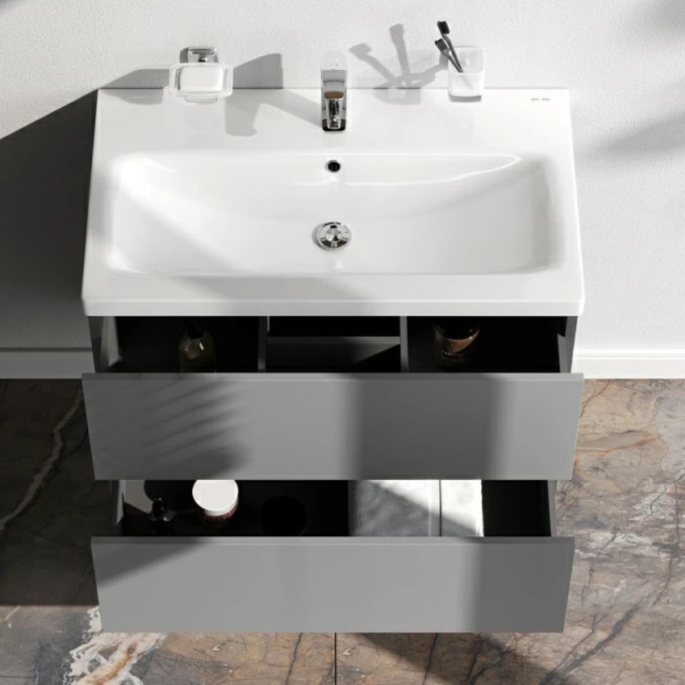 Мебель для ванной AM.PM Gem 75 подвесная, 2 ящика, цвет графит матовый - фото 1