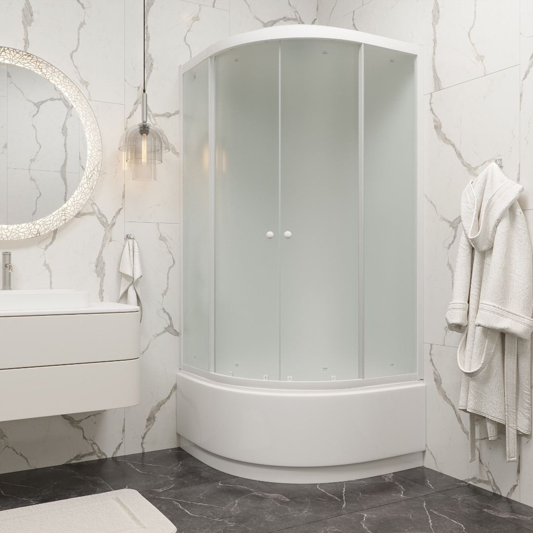 Душевая кабина Parly Bianco Эконом EB921 90x90, стекло матовое, профиль белый
