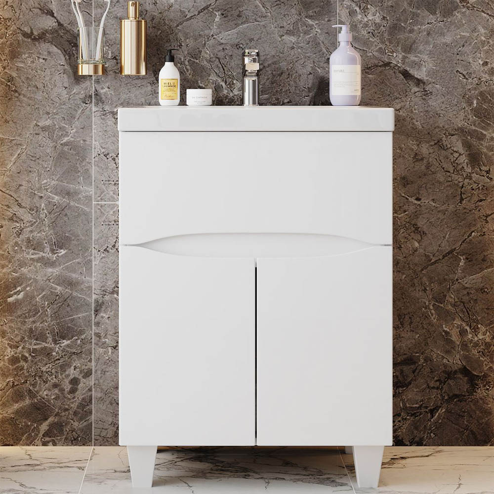 Тумба под раковину Оника Стрим 60, напольная, цвет белый