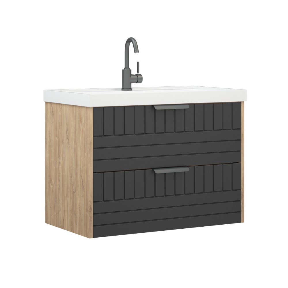 Тумба под раковину Corozo Инди 80, подвесная/напольная, цвет дуб канзас/графит - фото 1