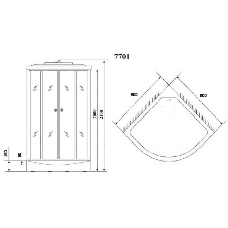 Душевая кабина Niagara Luxe NG-7701W 90x90, стекло прозрачное, профиль серебро, с крышей - фото 1