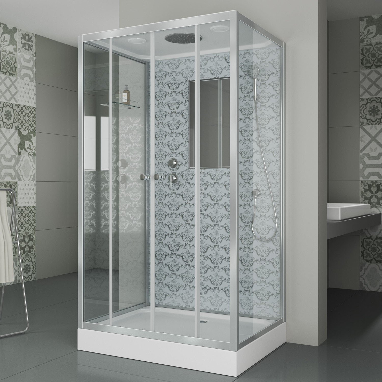 Душевая кабина Niagara Luxe NG-7772QW 120x90, стекло прозрачное, профиль серебро, с крышей