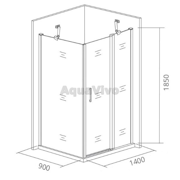 Душевой уголок Good Door Pandora WTW+SP-T-CH 140x90, рисунок тростник, профиль хром