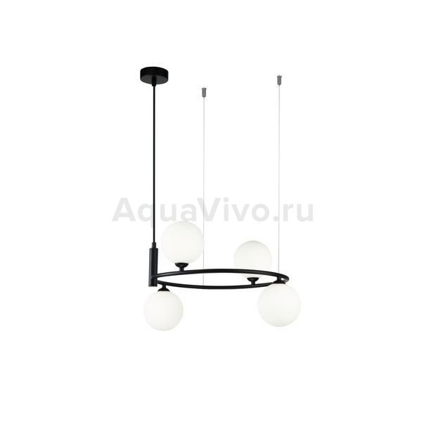 Подвесной светильник Maytoni Ring MOD013PL-04B, арматура цвет черный, плафон/абажур стекло, цвет белый