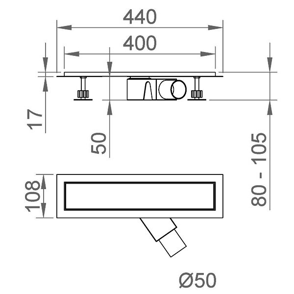 Душевой лоток RGW Shower Drain SDR-31 с решеткой, боковой выпуск, цвет хром, 40x9 см