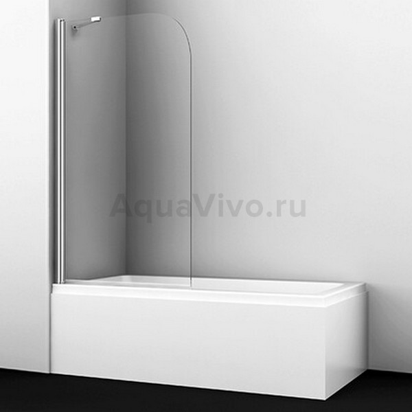 Шторка на ванну WasserKRAFT Leine 35P01-80 Fixed 80x140, с фиксатором, стекло прозрачное, профиль серебристый