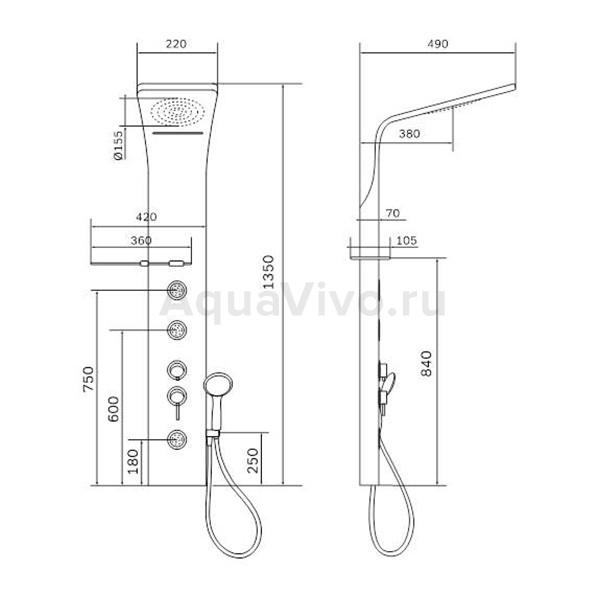 Душевая панель AM.PM Joy W85P-2-136AW 135x42