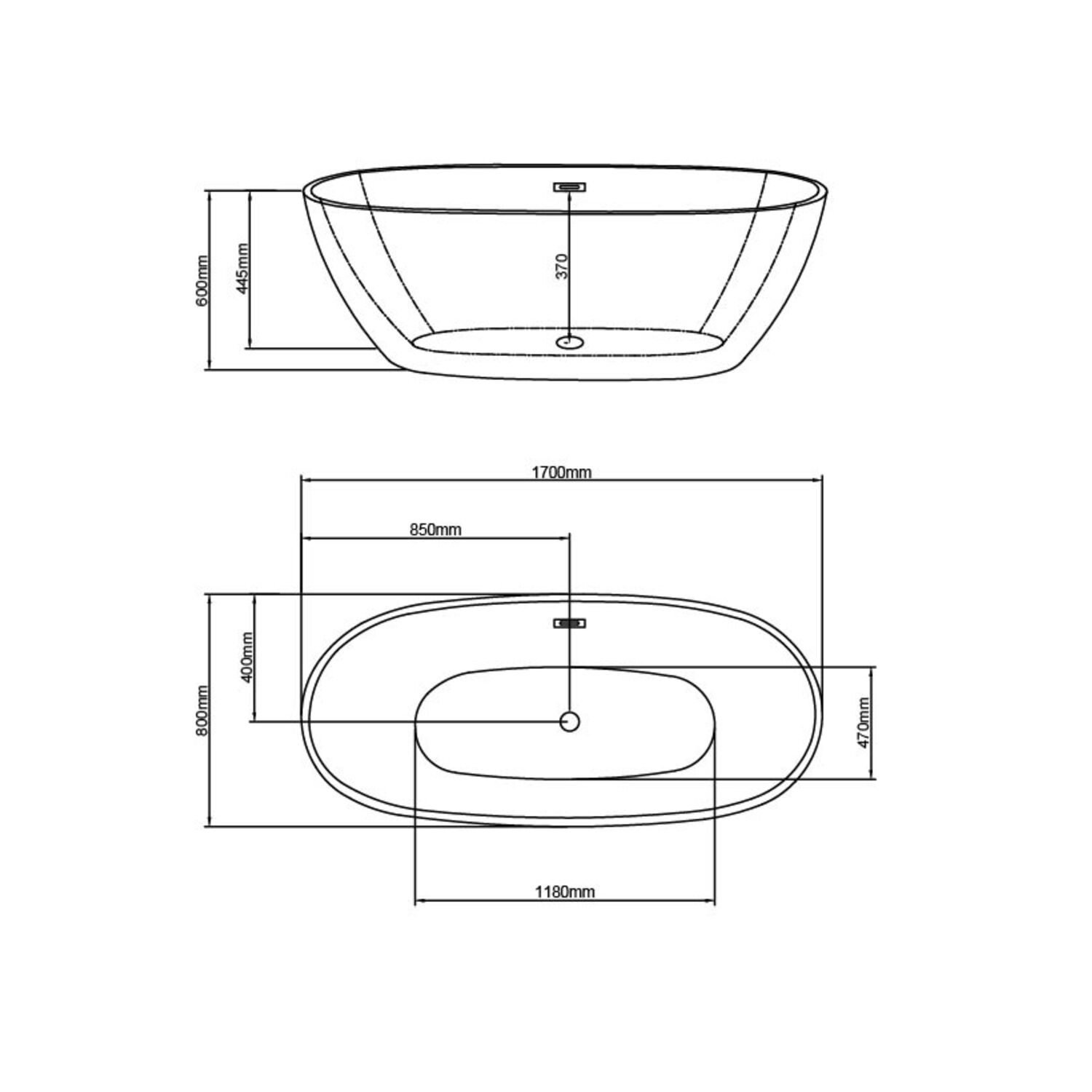 Ванна Grossman Cristal GR-2504F 80х170, цвет белый глянцевый