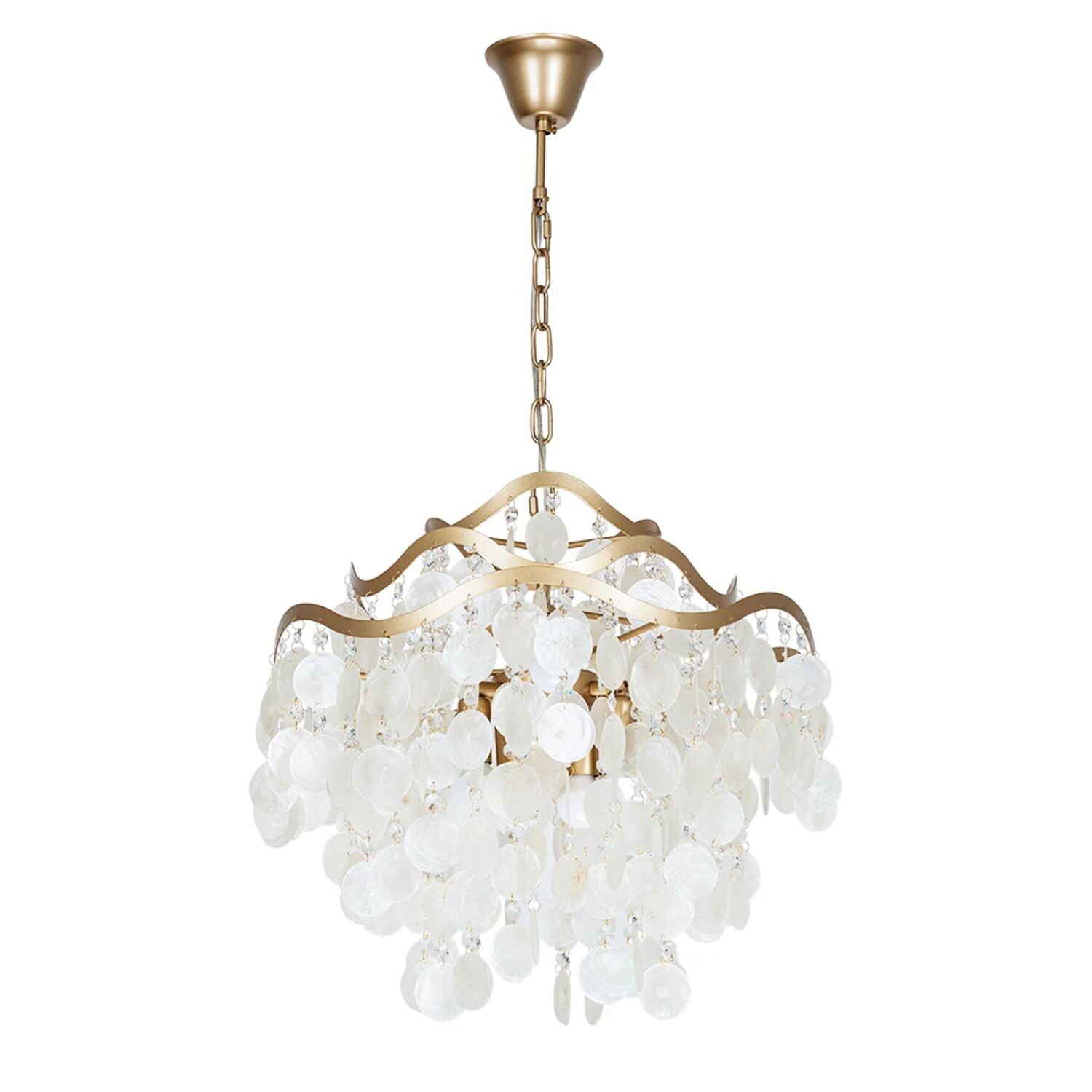 Подвесная люстра Arte Lamp Pipirima A4065SP-6SG, арматура матовое золото, плафон хрусталь / перламутр белый