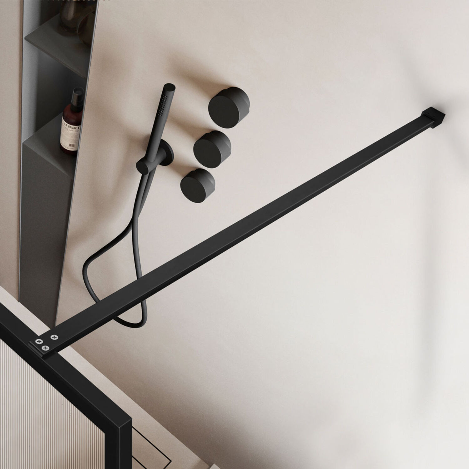 Душевая перегородка Vincea Walk-In VSW-1HP 70x200, стекло рифленое, профиль матовый черный - фото 1