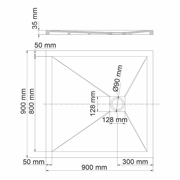 Поддон для душа WasserKRAFT Aller 10T03 90x90, искусственный камень, цвет слоновая кость - фото 1