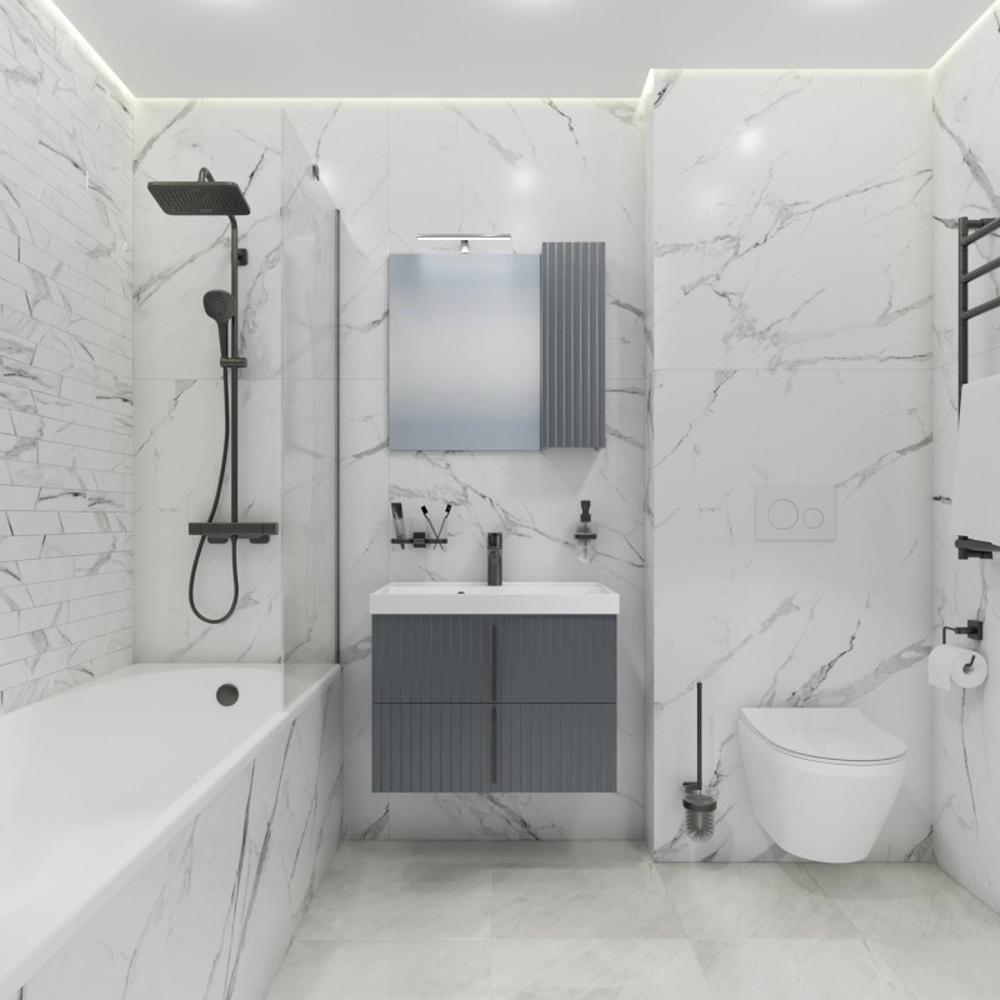 Мебель для ванной Санта Юпитер 70, подвесная, 2 ящика, цвет графит матовый