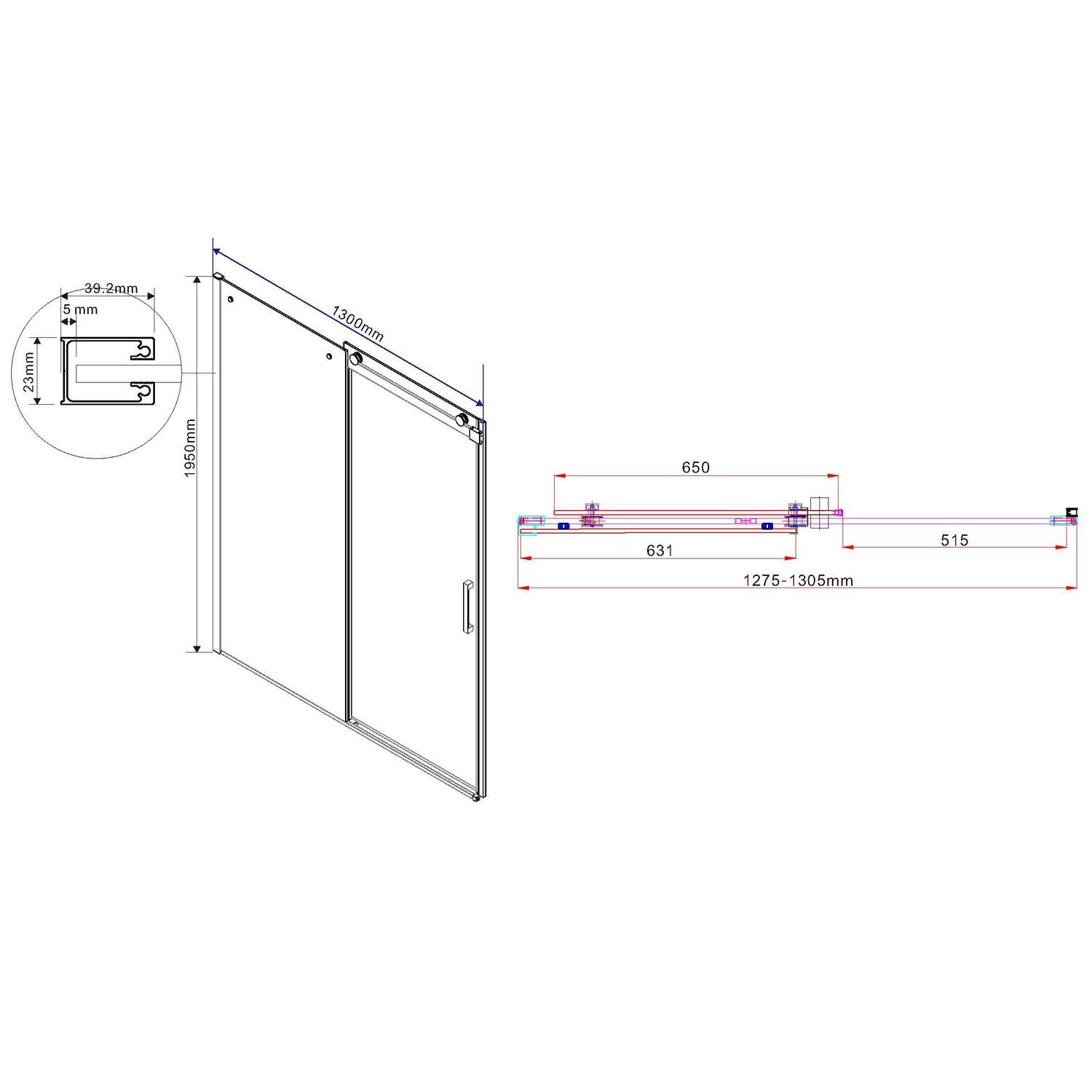 Душевая дверь Vincea Como VPS-1C 130x195, стекло прозрачное, профиль черный