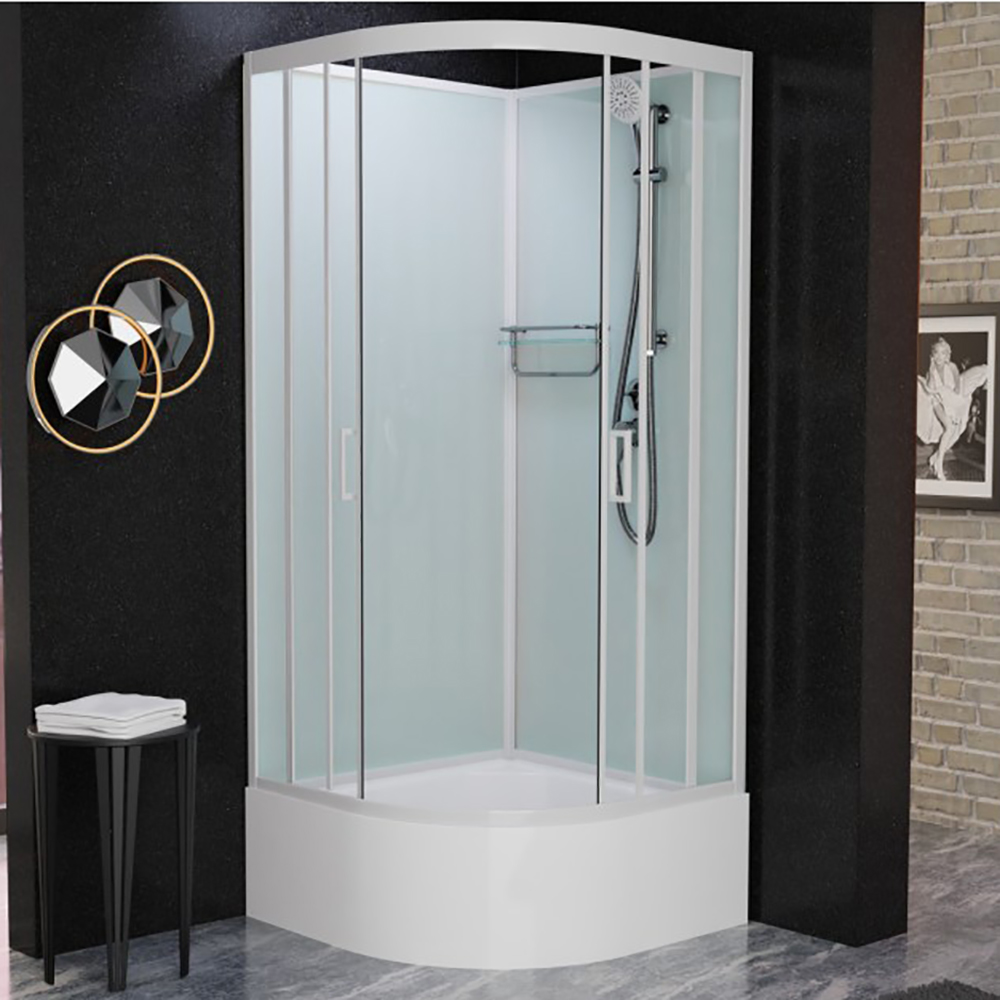 Душевая кабина Frank F409/2 White 90x90, с полотенцедержателем, стекло прозрачное, профиль белый, без крыши