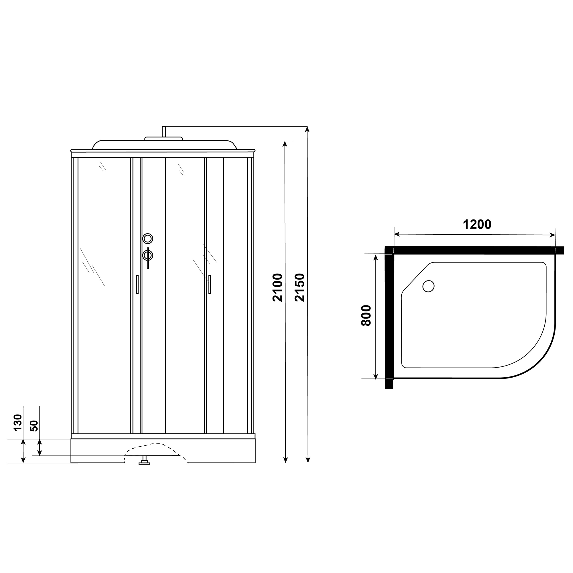Душевая кабина Niagara Classic NG-3513-14 L 120х80, левая, стекло тонированное, профиль серебро, с крышей, с гидромассажем, с пультом управления - фото 1