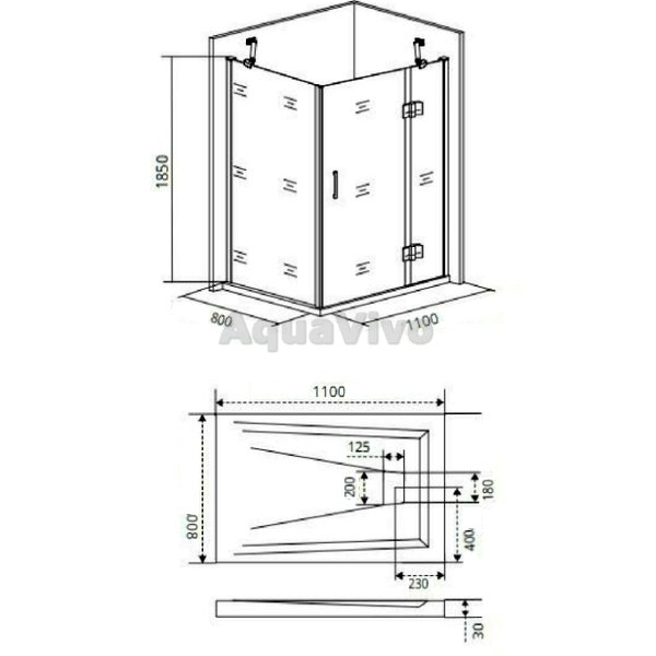 Душевой уголок Good Door Saturn WTW+SP-C-CH-R 110x80, стекло прозрачное, профиль хром, правый - фото 1