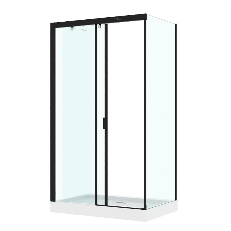 Душевой уголок CeruttiSPA MarBella 120B-L, левый 120x80, стекло прозрачное, профиль черный матовый