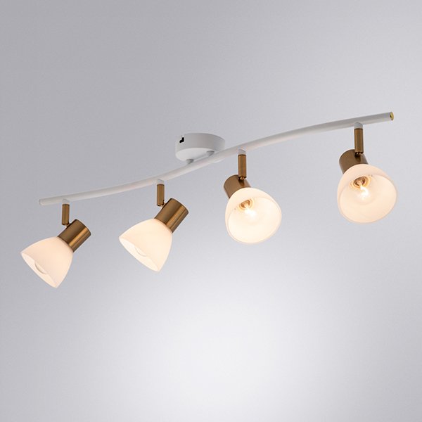 Спот Arte Lamp Falena A3117PL-4WH, арматура белая / бронза, плафон стекло белое, 73х9 см